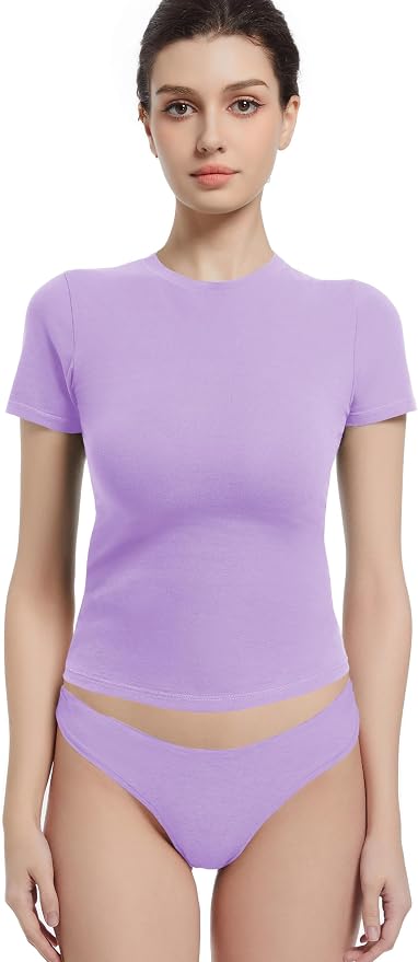 Crewneck Short Sleeve T Shirts for Women Fitted Basic TeesY2k Going Out Tops