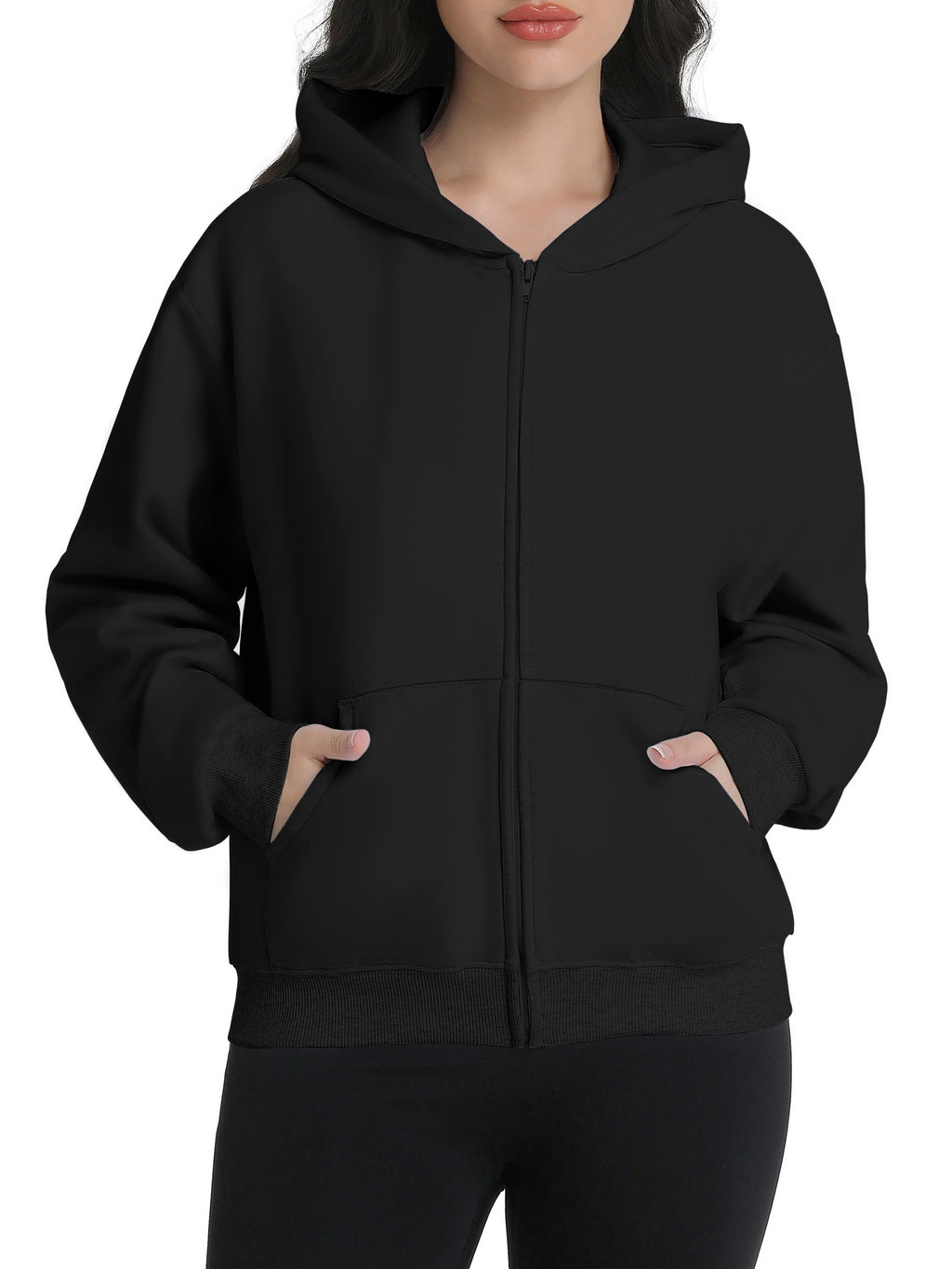 Zip Up Hoodies for Women Fleece Jacket with Pockets Casual Sweatshirts Comfy Fall Coats