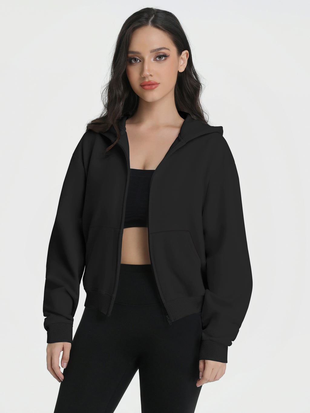 Zip Up Hoodies for Women Fleece Jacket with Pockets Casual Sweatshirts Comfy Fall Coats