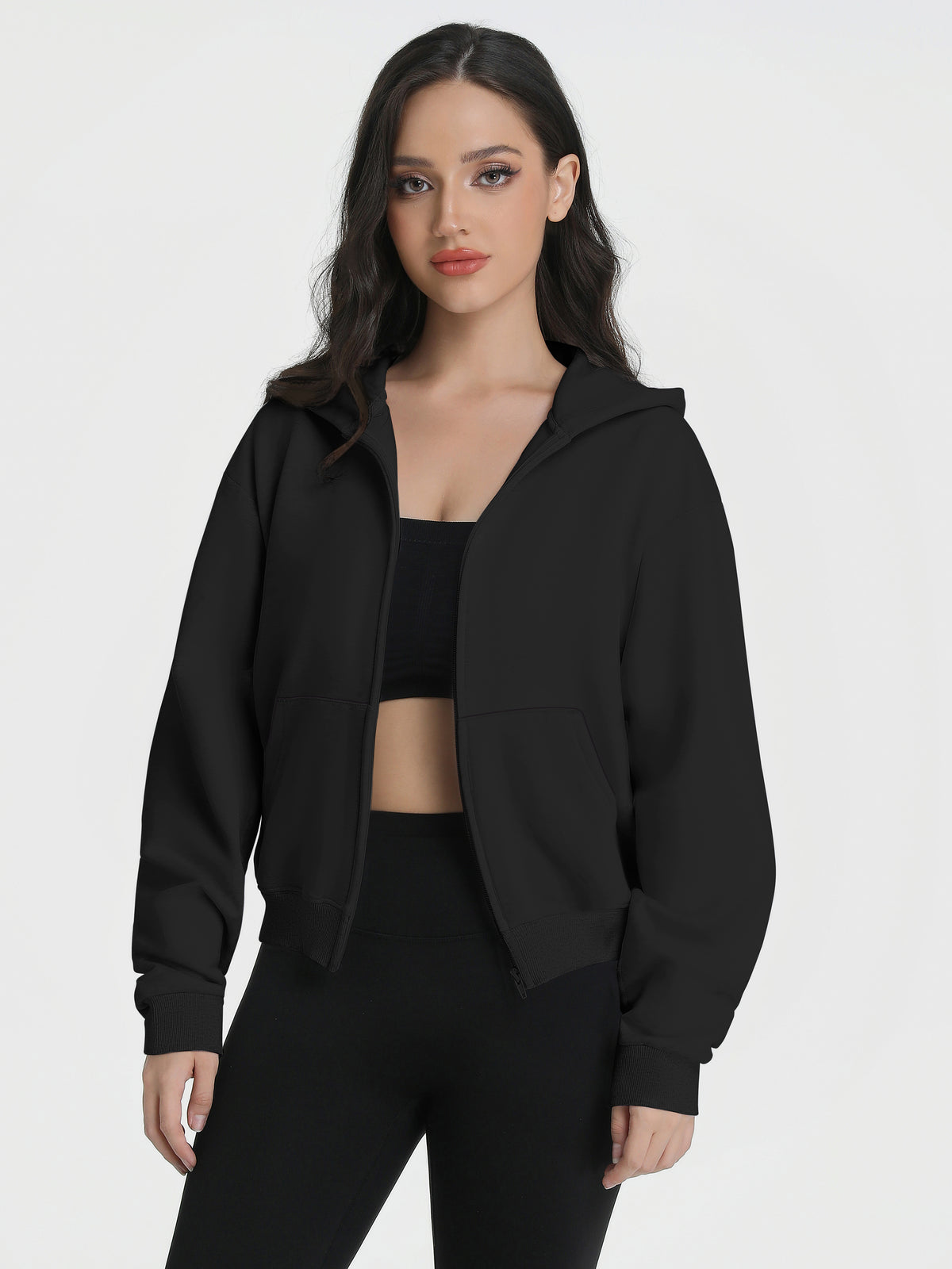 Zip Up Hoodies for Women Fleece Jacket with Pockets Casual Sweatshirts Comfy Fall Coats