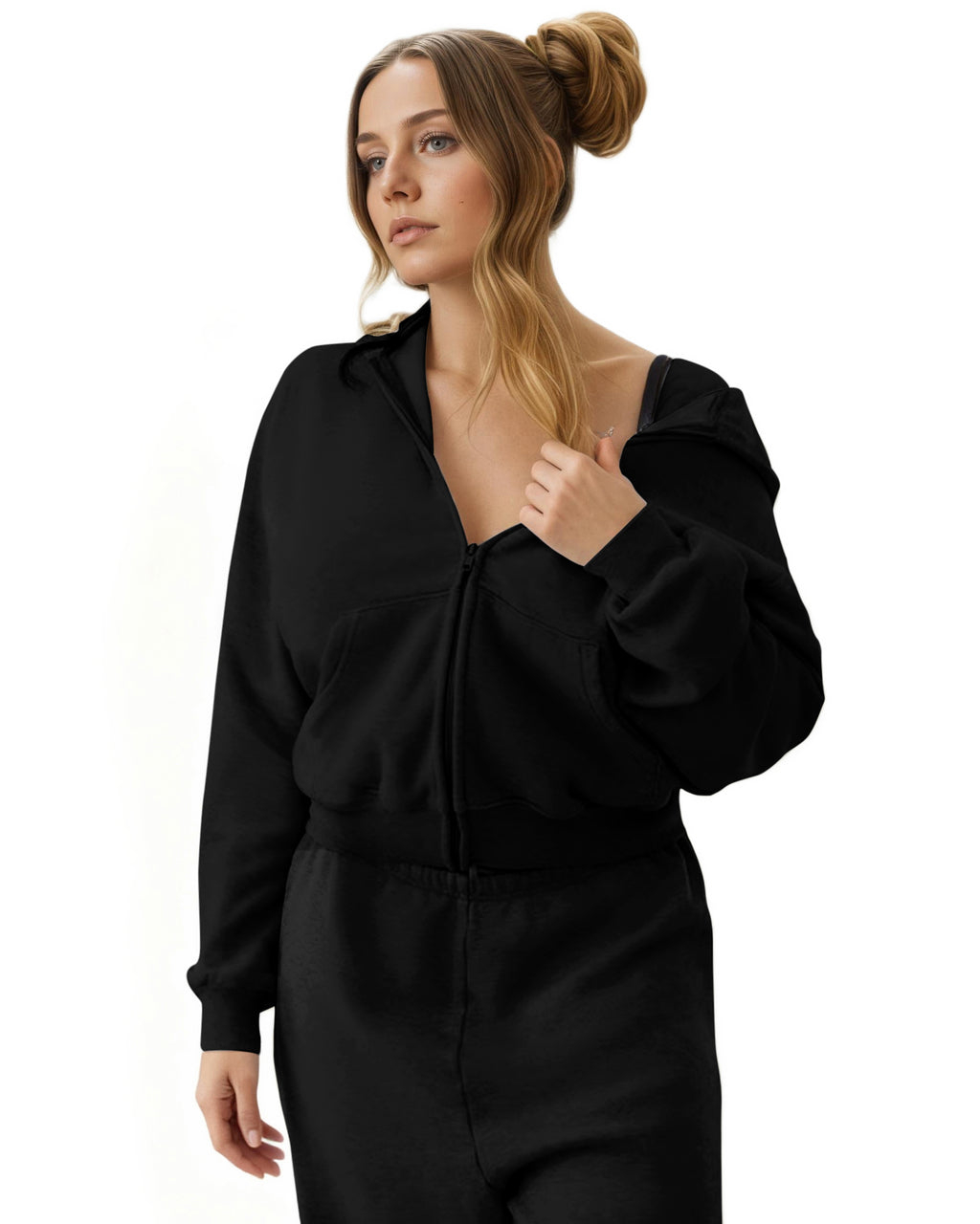 Zip Up Hoodies for Women Fleece Jacket with Pockets Casual Sweatshirts Comfy Fall Coats