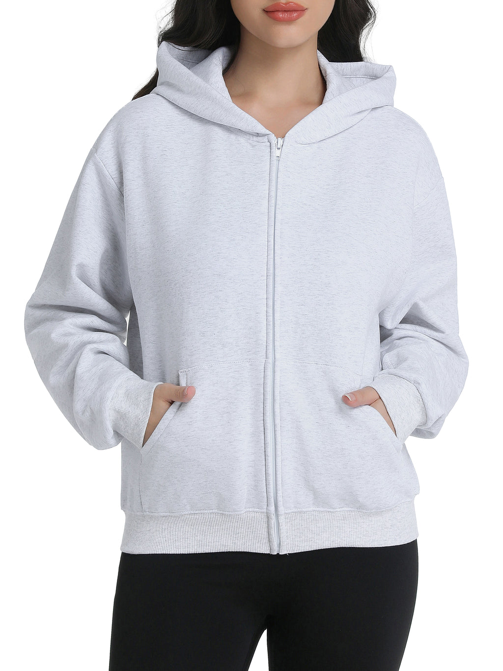 Zip Up Hoodies for Women Fleece Jacket with Pockets Casual Sweatshirts Comfy Fall Coats