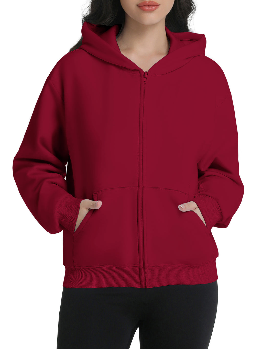Zip Up Hoodies for Women Fleece Jacket with Pockets Casual Sweatshirts Comfy Fall Coats