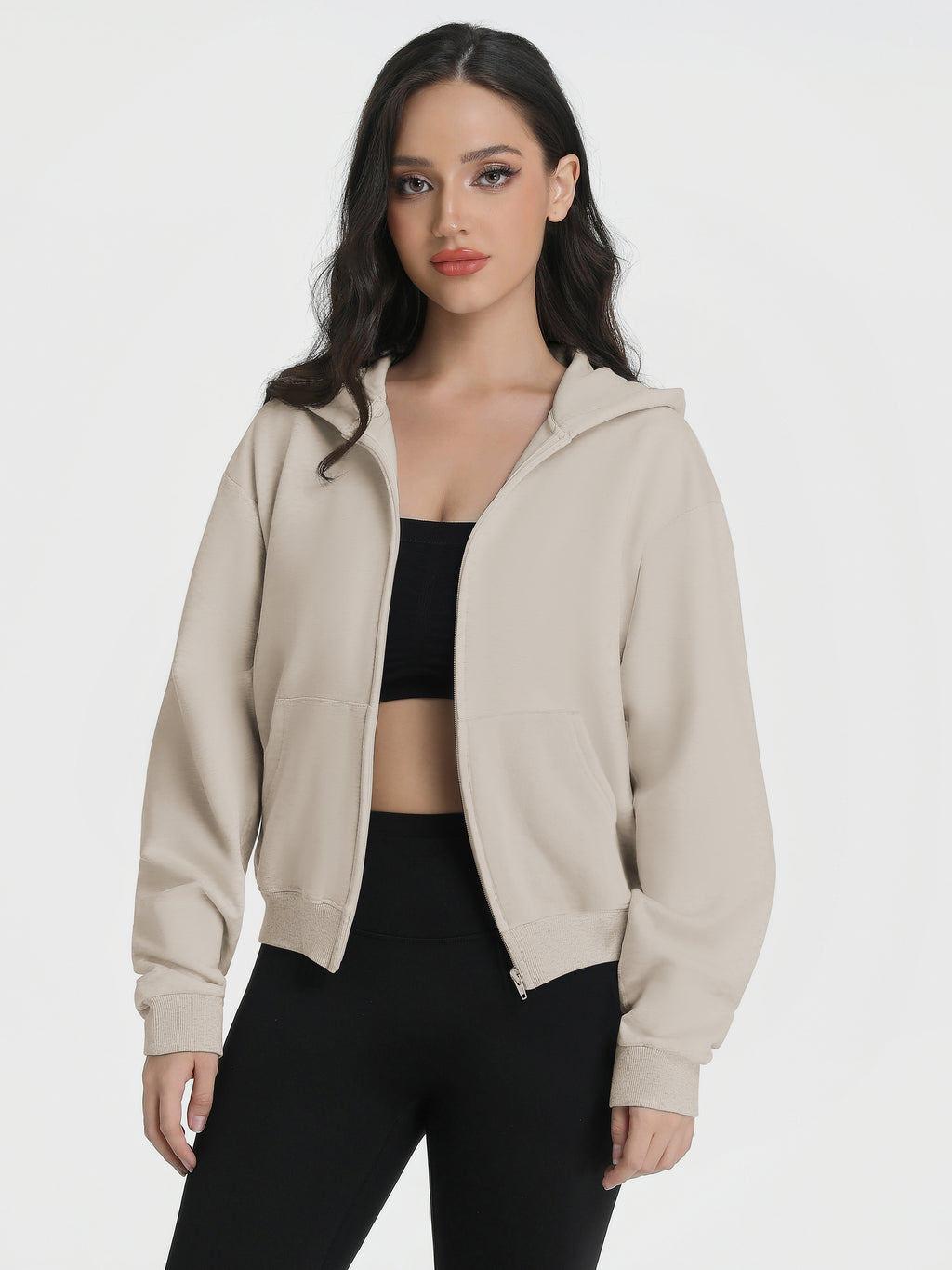 Zip Up Hoodies for Women Fleece Jacket with Pockets Casual Sweatshirts Comfy Fall Coats