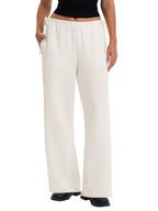 Crepe Wide Leg Pants for Women Wrinkle Free Flowy Casual Trousers
